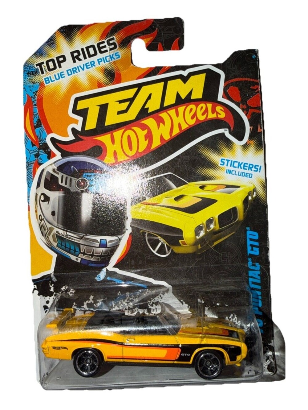 Hot Wheels Team Top Rides 70 Pontiac GTO Yellow Blue Driver Y1621-B300